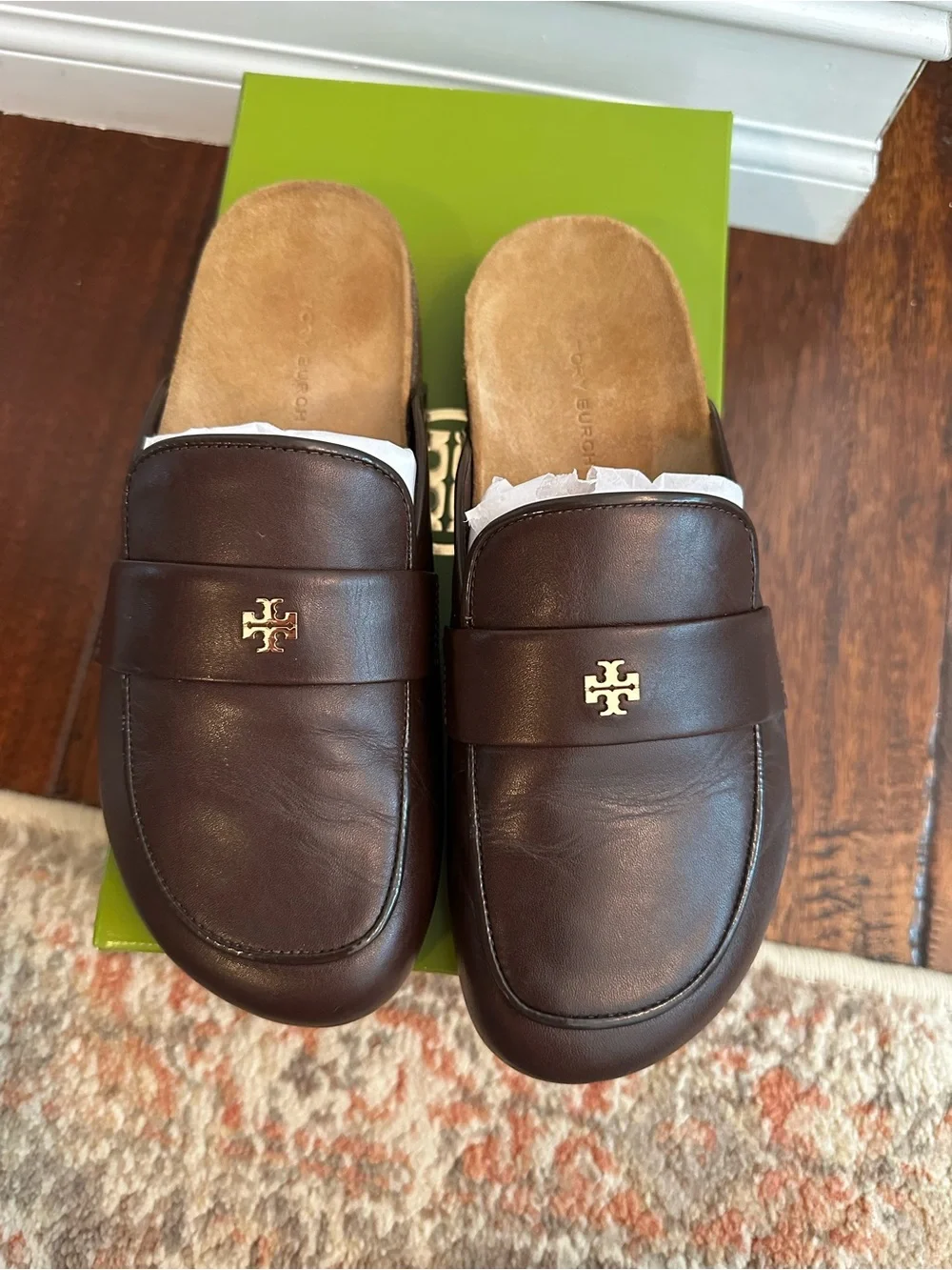 Tory Burch | Dark Brown Leather Mule with Gold Logo
